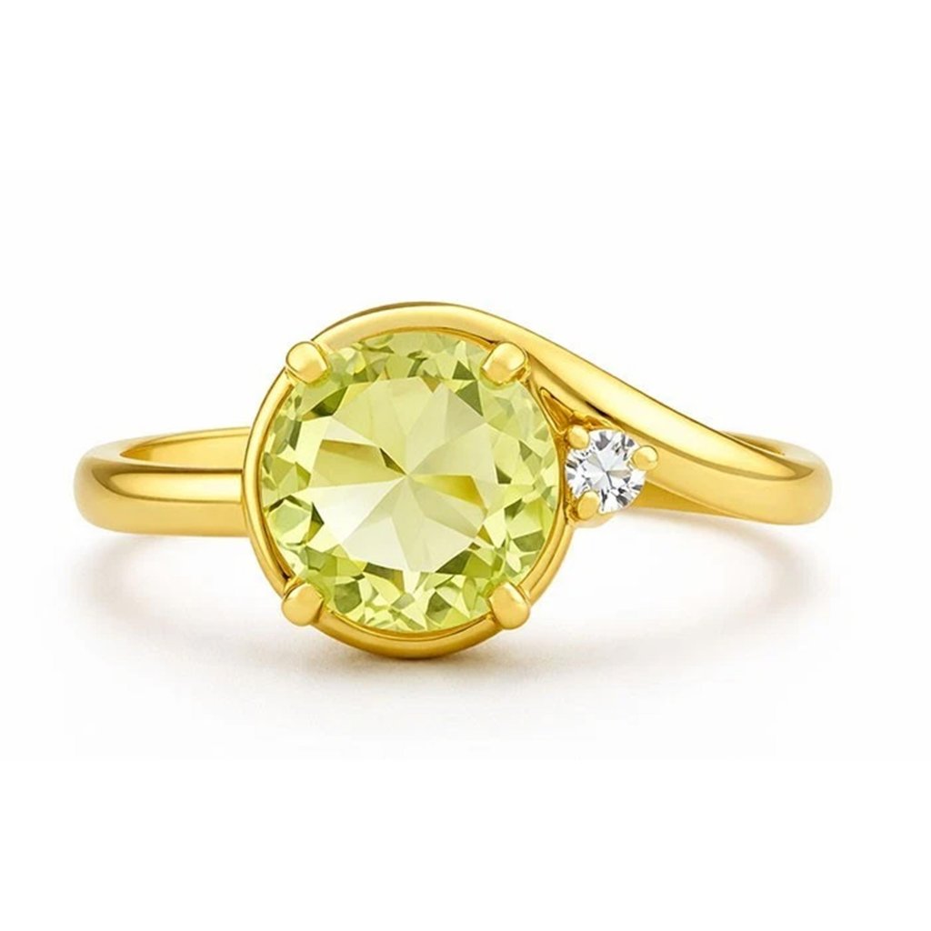 Genuine 3.50 Cts Peridot/Diamond Ring Solid 10k Gold